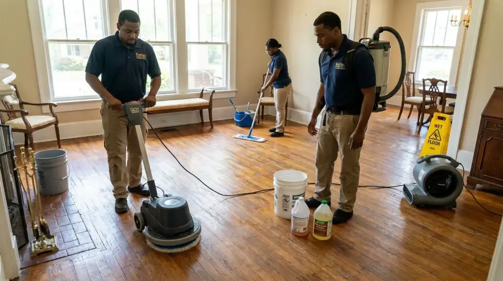 Gleaming polished wood floors